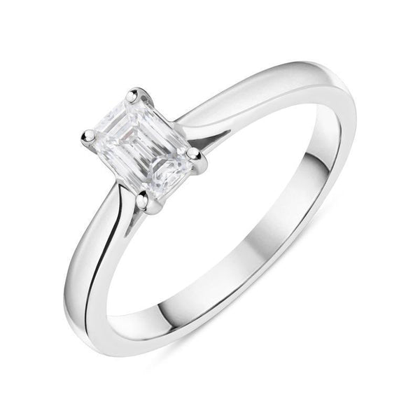 00176924 W Hamond Platinum 0.42ct Diamond Emerald Cut Solitaire Ring. FEU-2020