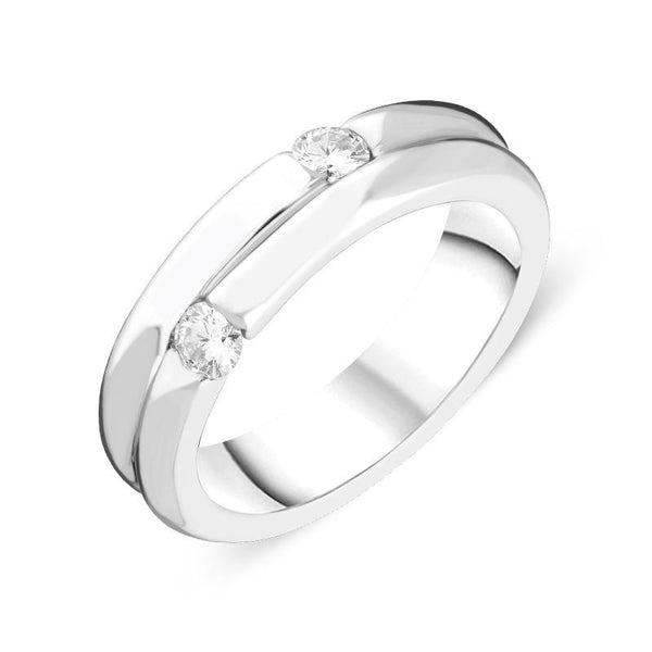 18ct White Gold 0.26ct Diamond Double Band Ring RUNQ0000443