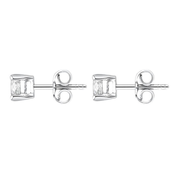 18ct White Gold 1.00ct Diamond Solitaire Brilliant Cut Stud Earrings, FEU-1768.