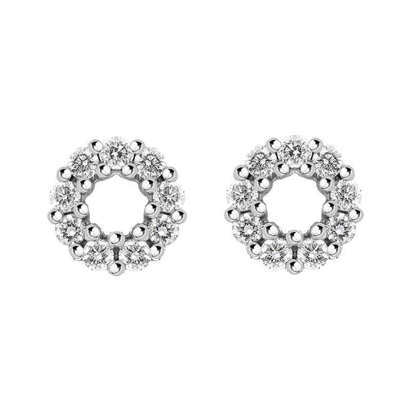 18ct White Gold Diamond Open Circle Stud Earrings, PJW-035