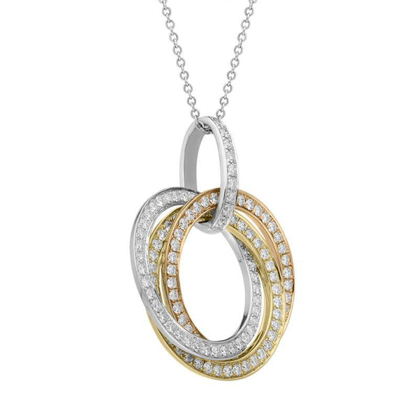 18ct White Yellow Rose 1.24ct Diamond Three Ring Necklace Y00020P