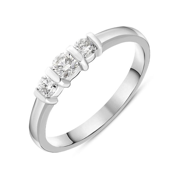 Platinum 0.35ct Diamond Trilogy Bar Set Ring. FEU-1190