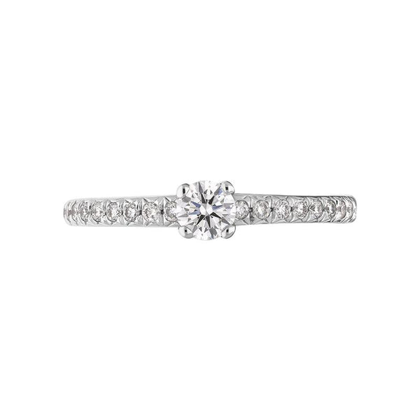 Platinum 0.42ct Diamond Shoulder Solitaire Ring. FEU-615. 